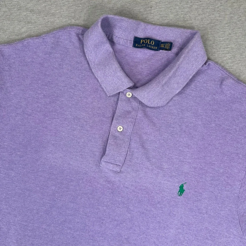 Polo Ralph Lauren Men 3XLT Polo Shirt Purple Heathered Short Sleeve Cotton Logo